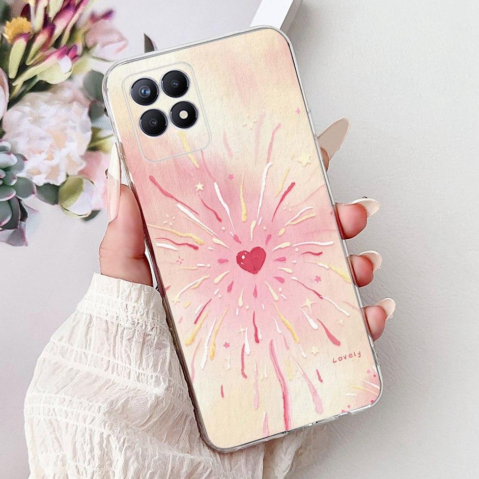 Clear Cover For Realme 8i Case RMX3151 Luxury Butterfly Love Flowers Cool Painted Phone Case For Realme Narzo 50 RMX3286 Cover