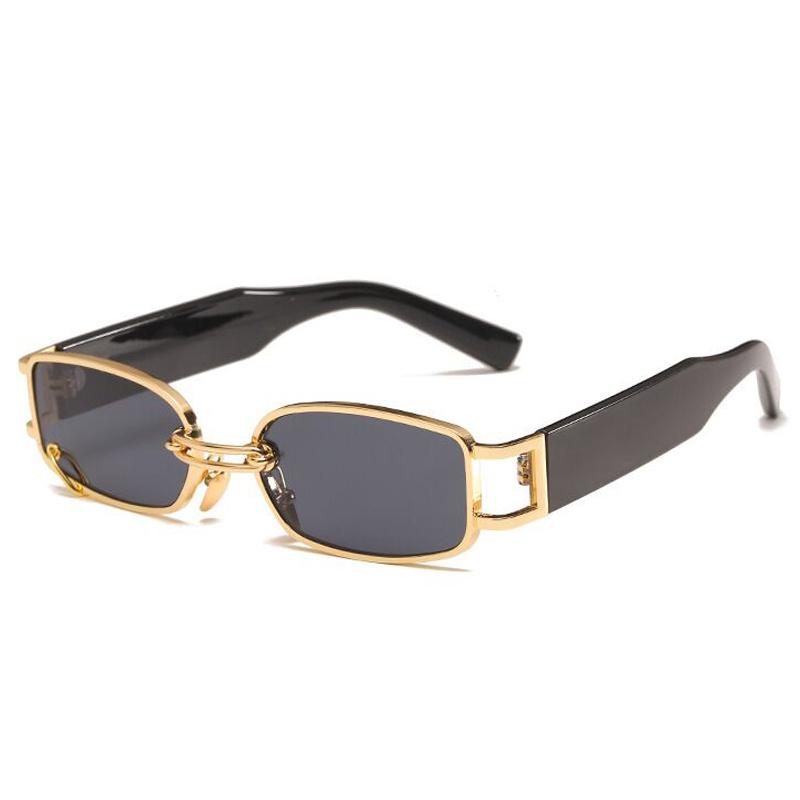 Óculos de sol quadrado pequeno de metal feminino marca de luxo viagem retângulo uv400 óculos de sol feminino moda punk óculos de viagem