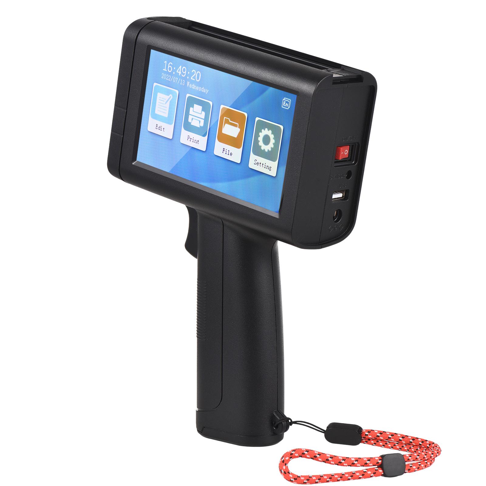 

Ручной принтер Портативный струйный принтер Струйный принтер высокого разрешения 600 точек на дюйм с диагональю 4,3 дюйма EU Plug чёрный