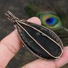 Black Spinel Handmade Copper Wire Wrap Jewelry Pendant 3.15 Q3n76