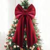 Large Burgundy Velvet Bowknot Christmas Ornament, Bow Pendant Hanging Decoration, DIY Xmas Tree Home Party Decor