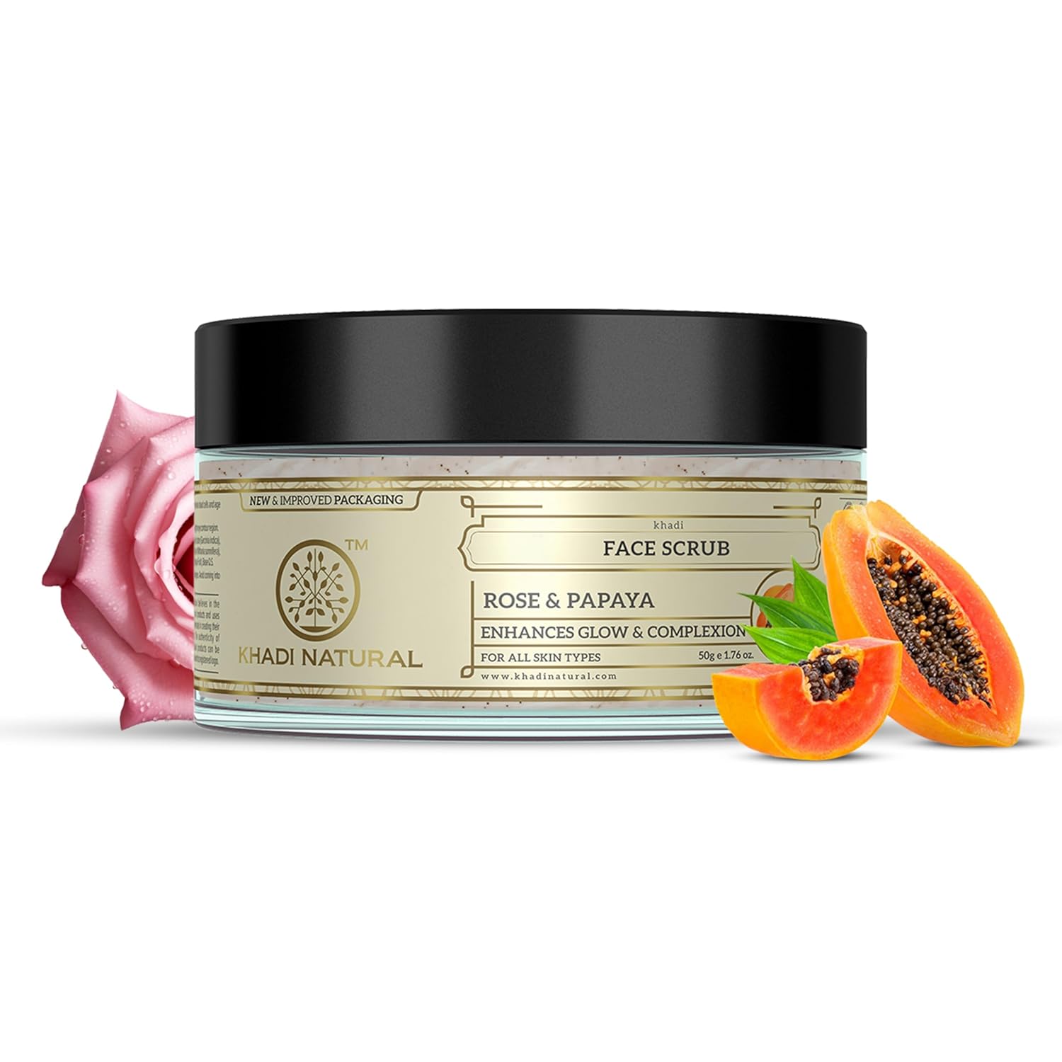 Khadi Natural Rose & Papaya Face Scrub 50g Pack Ayurvedic Exfoliator for Smooth Radiant Skin