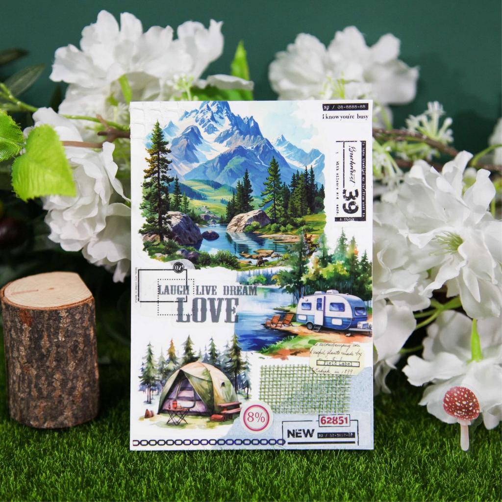 RetroStoryPET Mountain Stream Sticker Pack: Aquascaping & DIY Journal Decorations