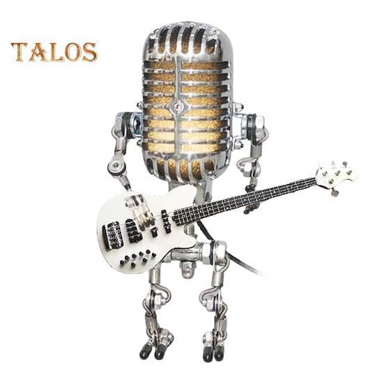 

Ретро микрофон робот ночник подвижные соединения винтажный держатель гитара металл рок микрофон робот светодиодный настольный светильник настольное украшение орнамент белый