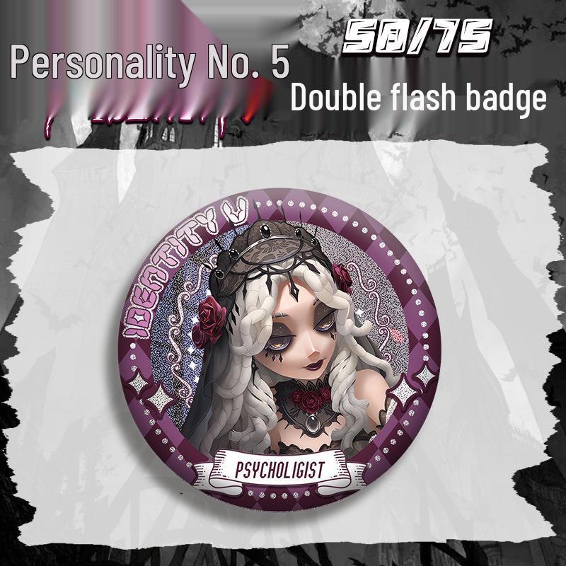 Identity V Little Girl Anime Badge with Silver Glitter Guts Joseph Pendant