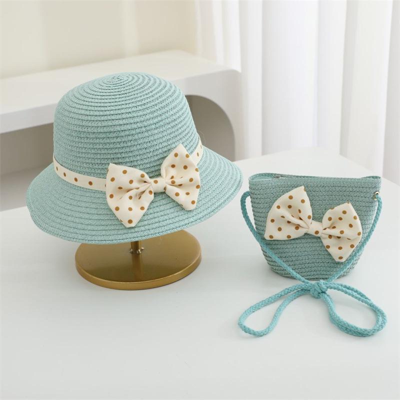 Strawberry Straw Sun Cap for Kids Baby Girl Outdoor Summer Casual Beach Holiday Cartoon Shoulder Bags Child Mother and Daughter