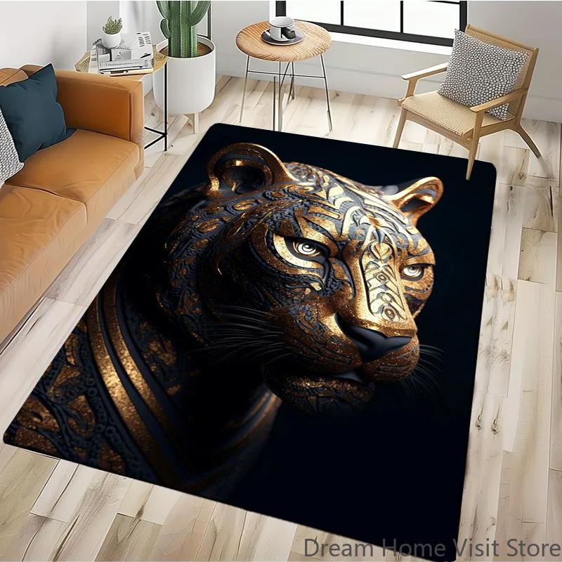 Black Gold Eagle Lion Carpet For Living Room Sofa Floor Cushions Modern Home Rug For Children's Bedroom Play Carpet Camping Mat
