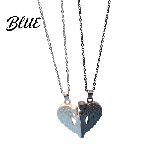 Ensemble Collier Pendentif Cœur d'Ange 1 Collier assortis pour Couple Magnétique