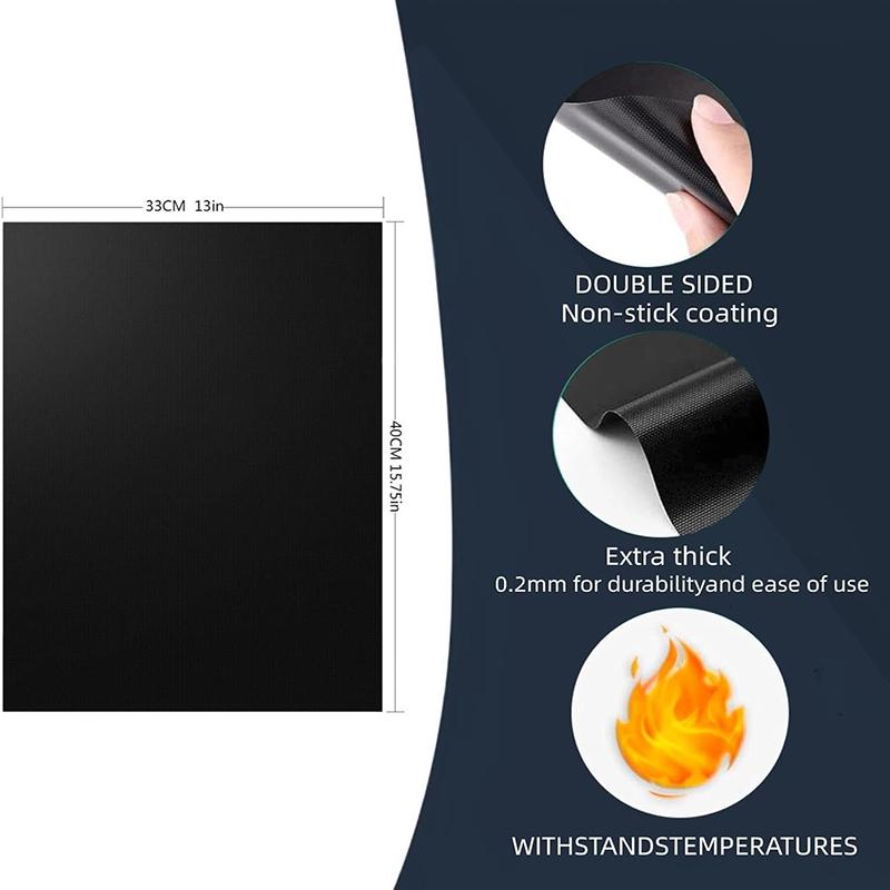 Oven Liners for Bottom of Oven Reusable Non-Stick Teflon Protector Mat Heat Resistant Grill Mats BBQ Mat Barbecue Plate Liner