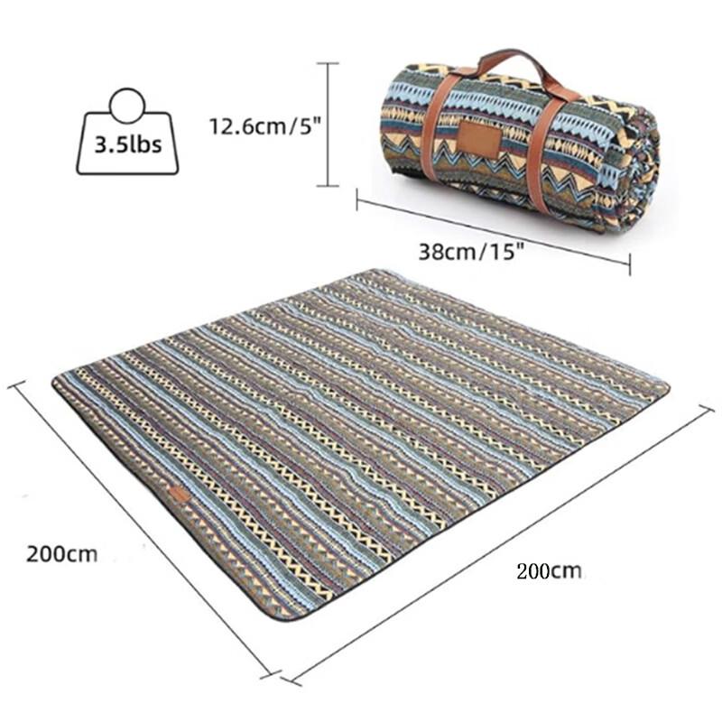 OEING Machine Washable Picnic Blanket with Carrying Strap