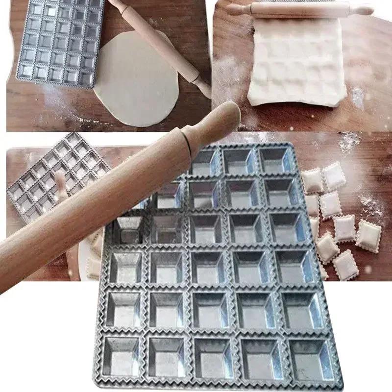 Aluminum Alloy Ravioli Maker, Double-Sided Dumpling Press Mold for Square & Round Shapes, Easy Clean Kitchen Tool