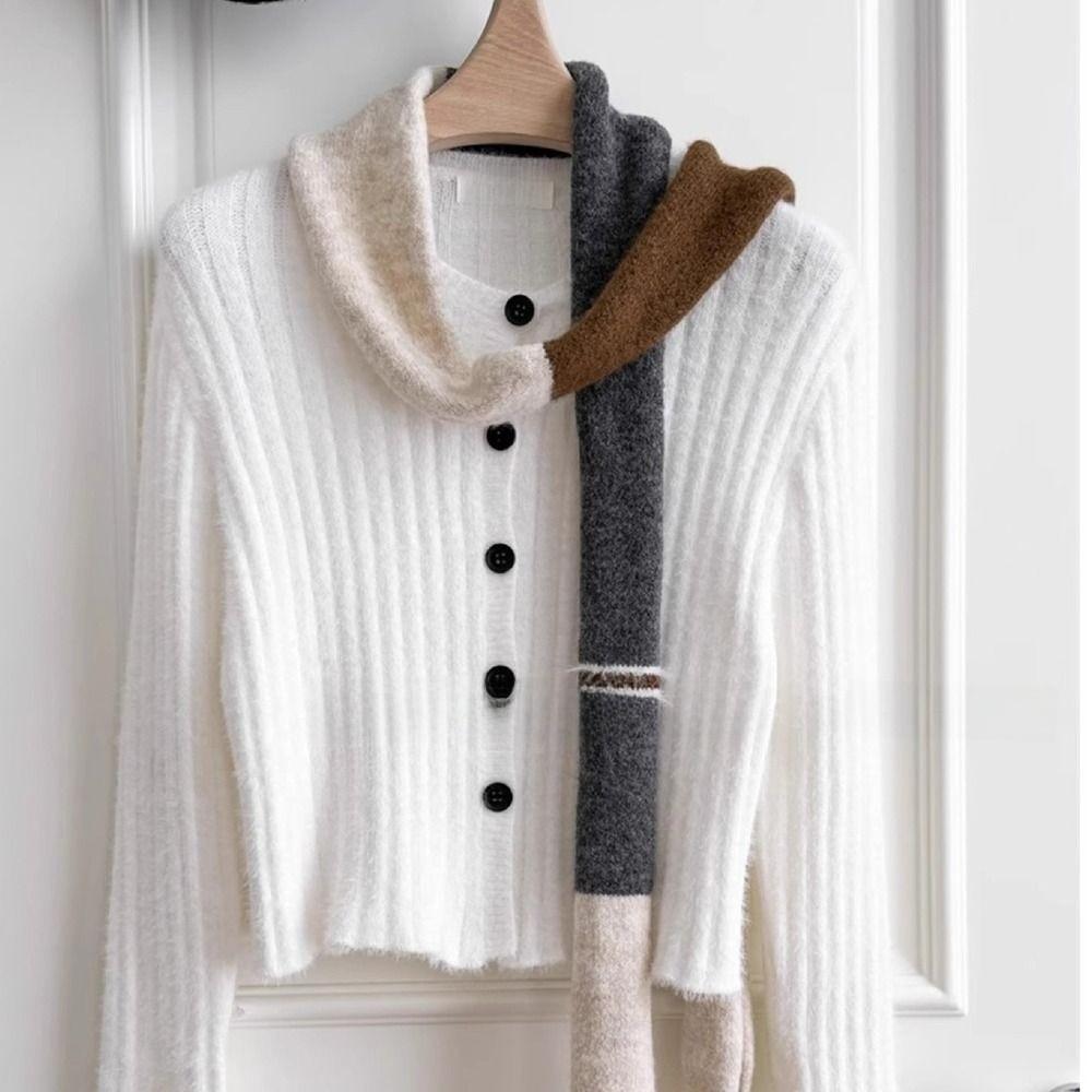 Knitted Wool Assorted Colors Scarf Warm Neck Scarves Plush Long Narrow Scarves Autumn Winter