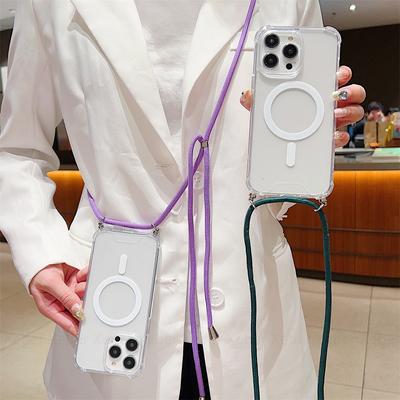 Crossbody Lanyard For Magsafe Magnetic Wireless Charging Case pro iPhone 11 12 13 14 15 Pro Max X XR XS 7 8 Plus SE Clear Cover