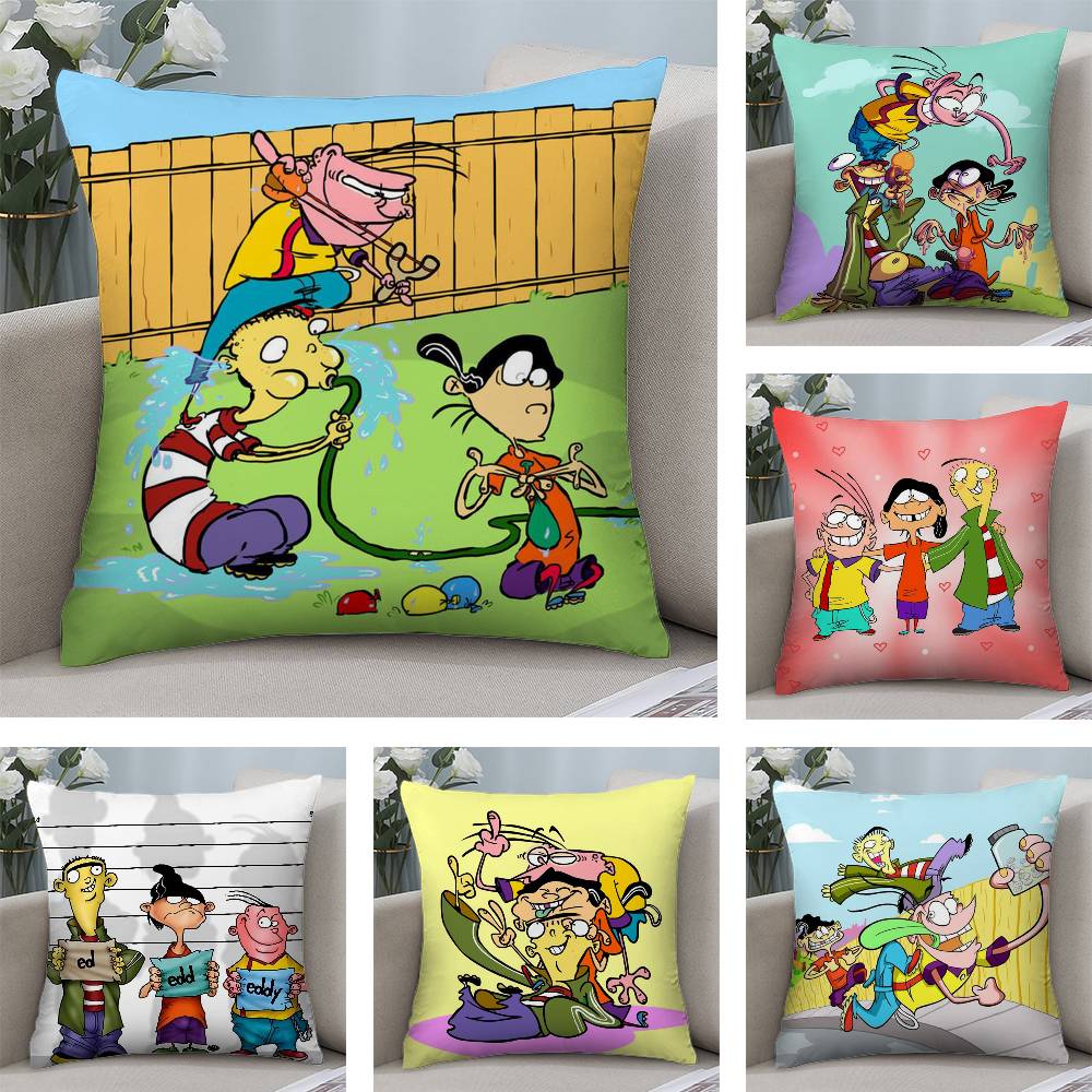 Cartoon EEd Edd N Eddy Kissenbezug Plüschstoff Weich Zweiseitiger Druck Sofakissenbezug Dekokissenbezüge