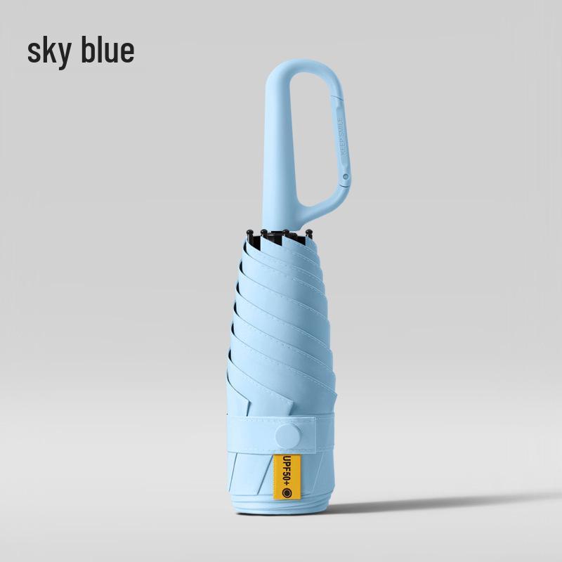 New Macaron Color Five-Fold Ultra-Light Sun Protection Compact Mini Umbrella with Buckle Handle