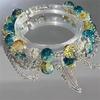 Niche Design Starfish Chain Tassel Bracelet for Women Fantasy Gradient Blue Crystal Beads Elastic Rope Bracelet Student Jewelry