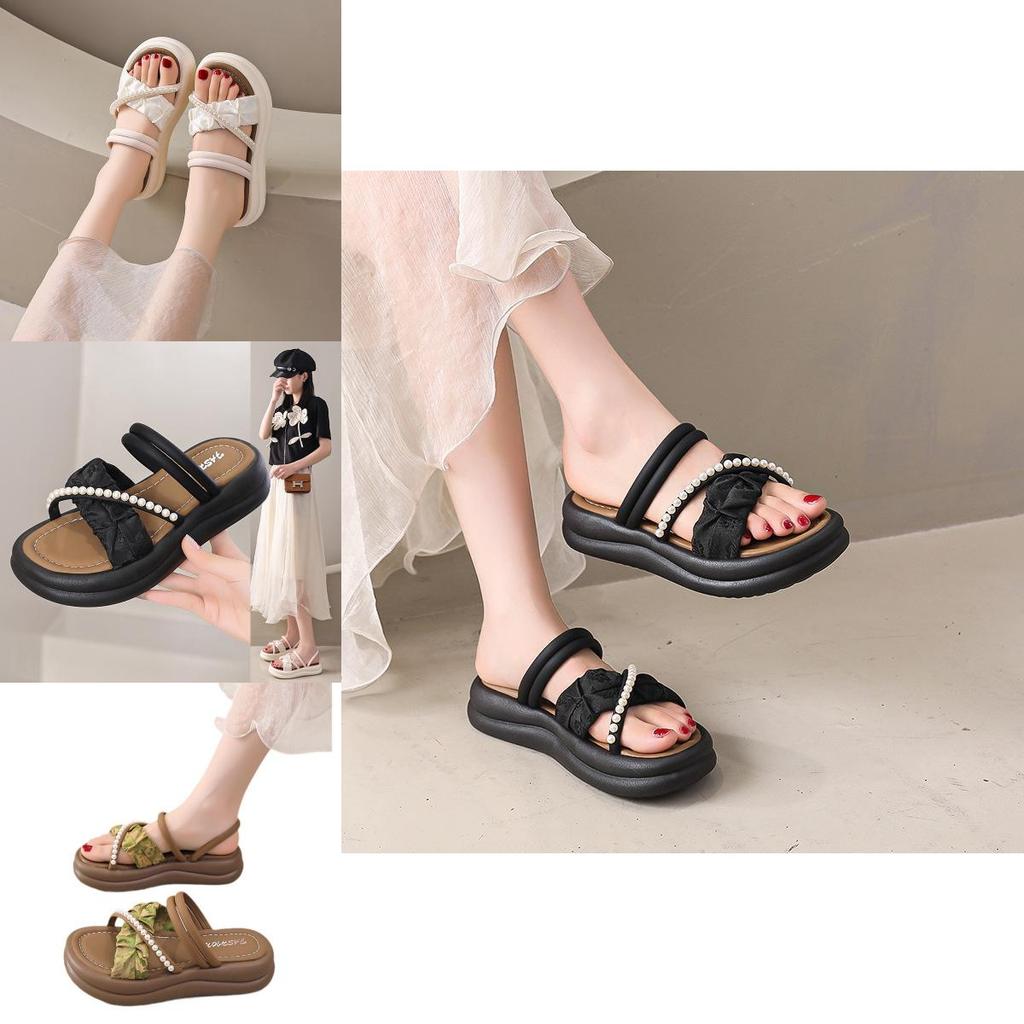 Stylish Summer Women's Sandals With Thick Sole And Elegant Design In Beige Green And Black