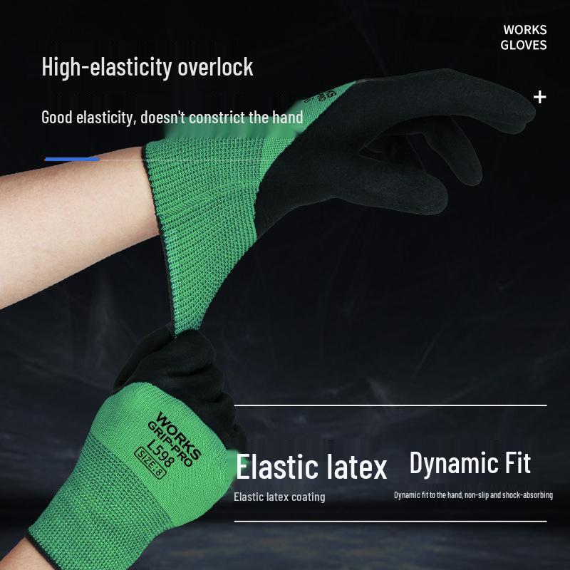 Γάντια Εργασίας Επενδυμένα με Αφρό Λάτεξ - Ανθεκτικά στη Φθορά, Αντιολισθητικά, Ενισχυμένα Προστατευτικά Γάντια από Νάιλον και Καουτσούκ