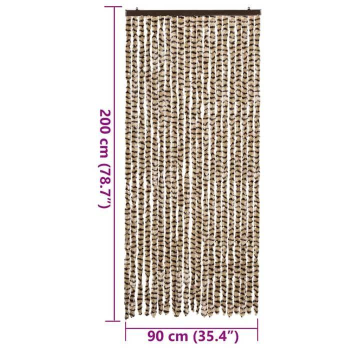 VidaXL Fly Curtain, Insect Screen with Hook, Adjustable Length and Width Door Curtain, Beige and Brown 377388