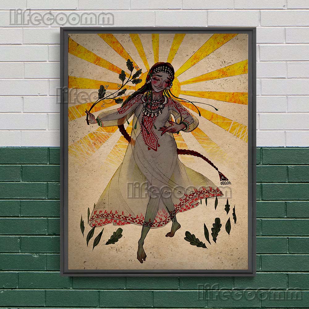 Mysterious Creature In Slavic Mythology Vintage Wall Art Canvas Painting Kikimora,Vodyanoy,Lady Midday Art Poster Prints Decor No Frame