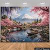 2D Flat Printing Japan Backdrop, Mount Fuji & Flowers Party Background