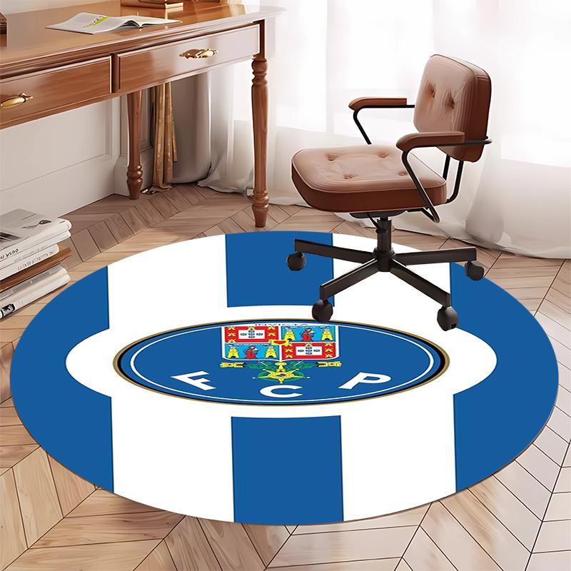 FC Porto Printed Round Rug Carpet Chair Rug Area Rug Entryway Doormats,for Office Chair Living Room Bedroom Kitchen Room.