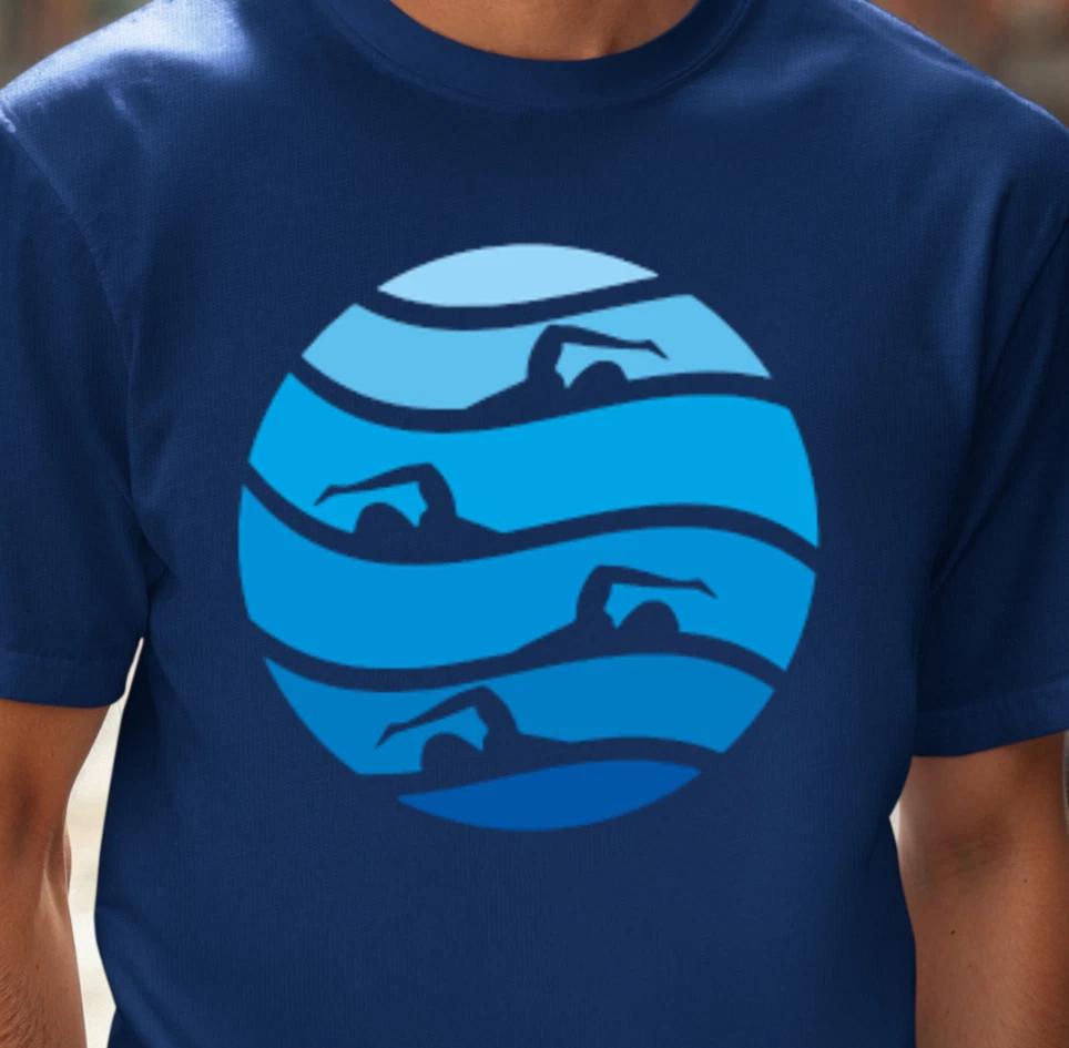 Ocean Waves Swimmer Circle T-Shirt | Swimming Tee, Swim Team Shirt 4XL