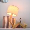 Nordic Solid Wood LED Bedside Night Light - Robot Table Lamp