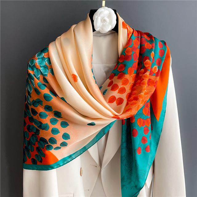 Lot De 2 Foulards Carrés En Satin 70x70 Cm - Multifonction : Bandeau, écharpe, Accessoire Cheveux - Couleurs Marron Et Camel - Polyester Doux - 7