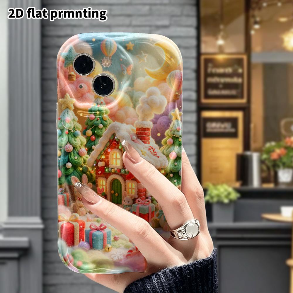 Phone Case: 2D Flat, Fits iPhone 18, 17, 16, 15, 14, 13, 12Pro Protective Case, Christmas Cottage, Perfect Holiday Gift for Christmas and Halloween