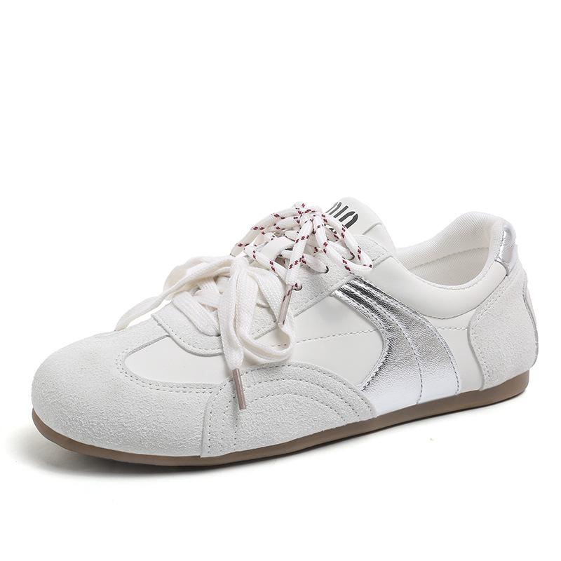 

Fashion versatile ballet training shoes women s 2025 new retro color matching comfortable and light flat casual Forrest Gump shoes 35 срібний