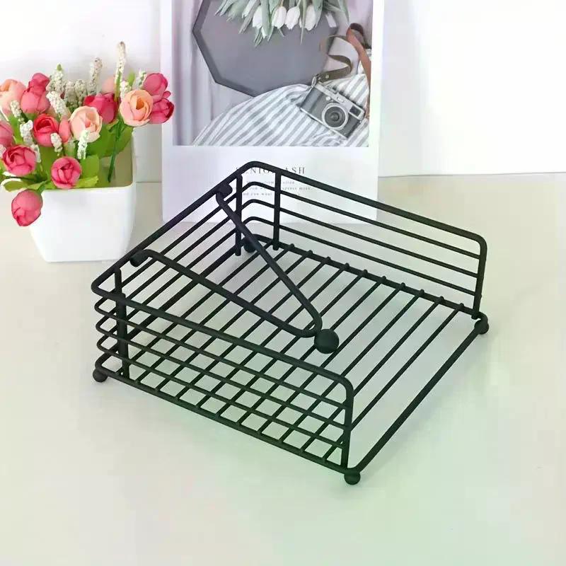 1Pcs Napkin Holder Flat Napkin Dispenser Square Iron Paper Holder For Kitchen Dining Room Restaurant Decoration