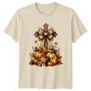 Leopard Print Cross Pumpkins Harvest T-Shirt Religious Autumn Decor Christian