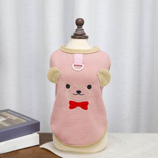 Haustierweste mit Zugring D-Ring Weiches Waffelgewebe Hautfreundliches Material Niedliches Design Kontrastfarbe Hundegeschirr Weste für Kleine Hunde Teddy Bichon