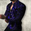 Men Shirt Long Sleeve Turn-down Collar Colorful Print Single-breasted Summer Top Men Clubwear