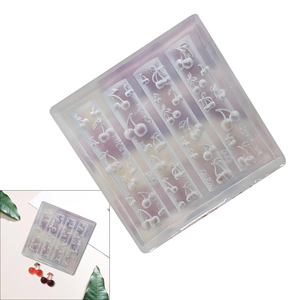 Silicone Nail Art Mold Accessory Molds Cherry Shape 3D Nail Decorative Mold Silicone Texture for Various Nail Types