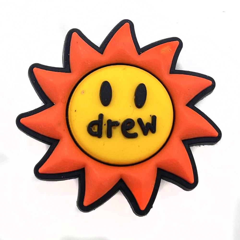 Cute Cartoon Shoe Decorations: PVC Soft Rubber Slipper Buckles with DREW Letter & Flower Design