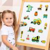 Construction Site Fridge Magnets for Toddlers, 50 PCS Refrigerator Magnets for Kids, Create a Scene Magnetic Play Sticker Book Travel Game