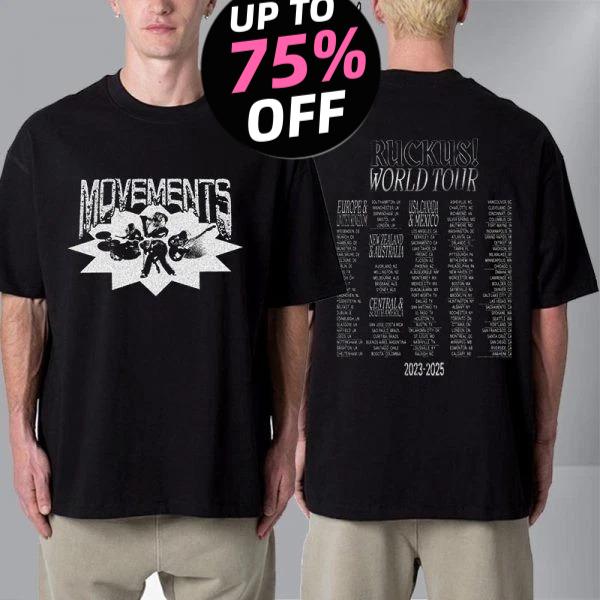 

Футболка унисекс Movements Ruckus World Tour Двусторонняя Подарок фанатам Размеры S-4XL Высококачественная Роскошная Для мужчин и женщин Топ Y2k 4XL