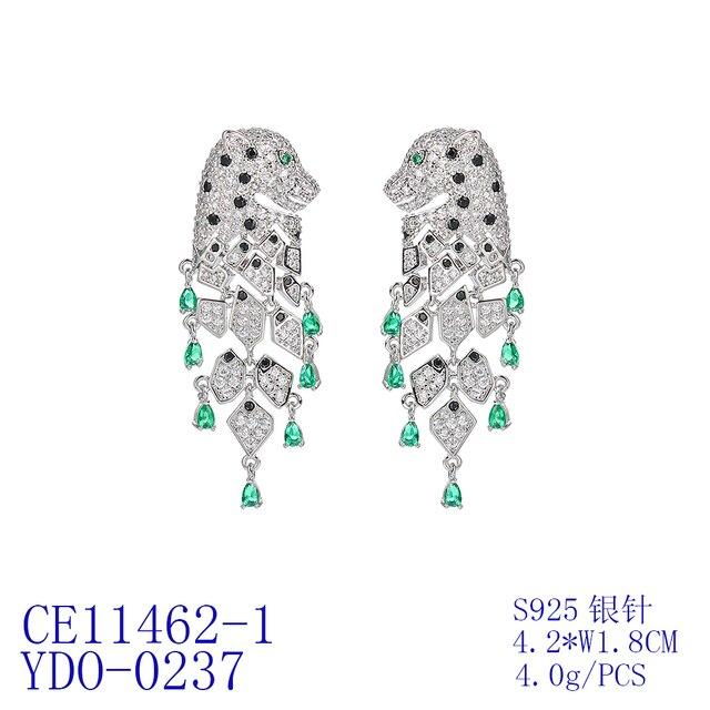 

Кубический циркон CZ Леопард с подвесками-подвесками для женщин и девочек, ювелирные изделия для выпускного вечера с булавкой из серебра 925 пробы CE11462 зелёный