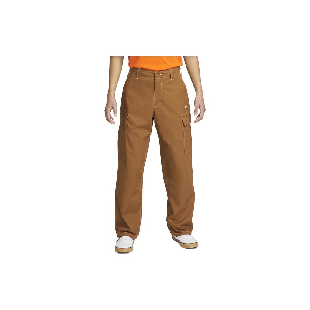 Nike Solid Color Logo Button Pocket Casual Pants Men Bottoms Brown FD0402-270