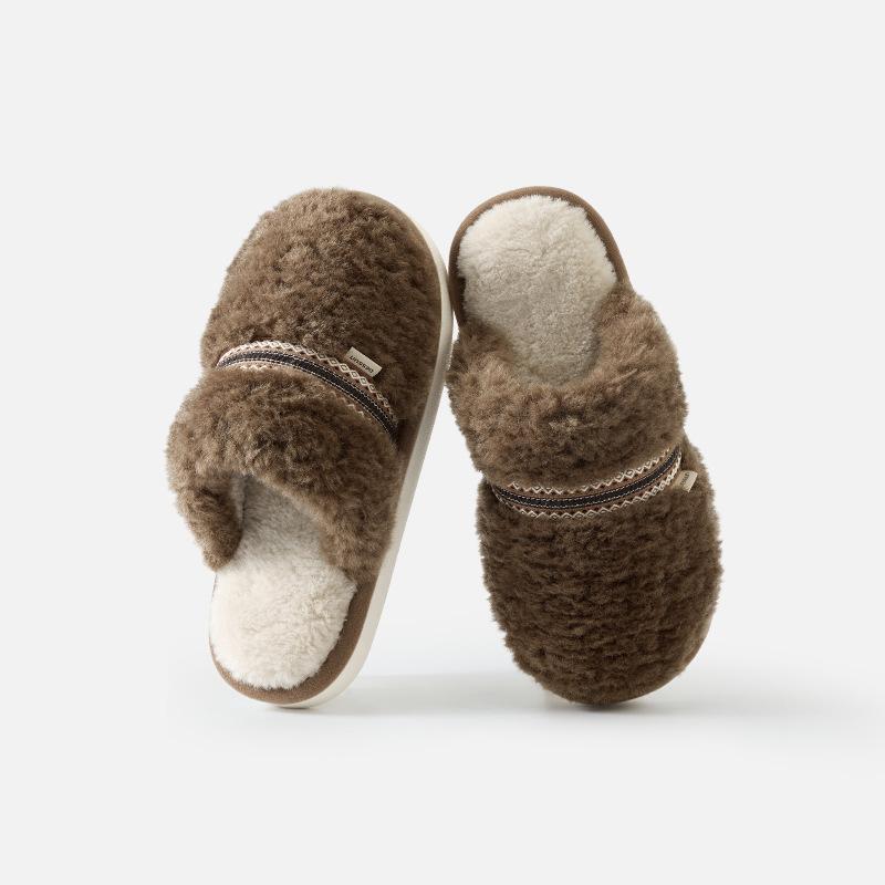 

Новые домашние теплые тапочки MAO MAO Shoes из флиса и утолщенного хлопка Fits 43-44 кофейный