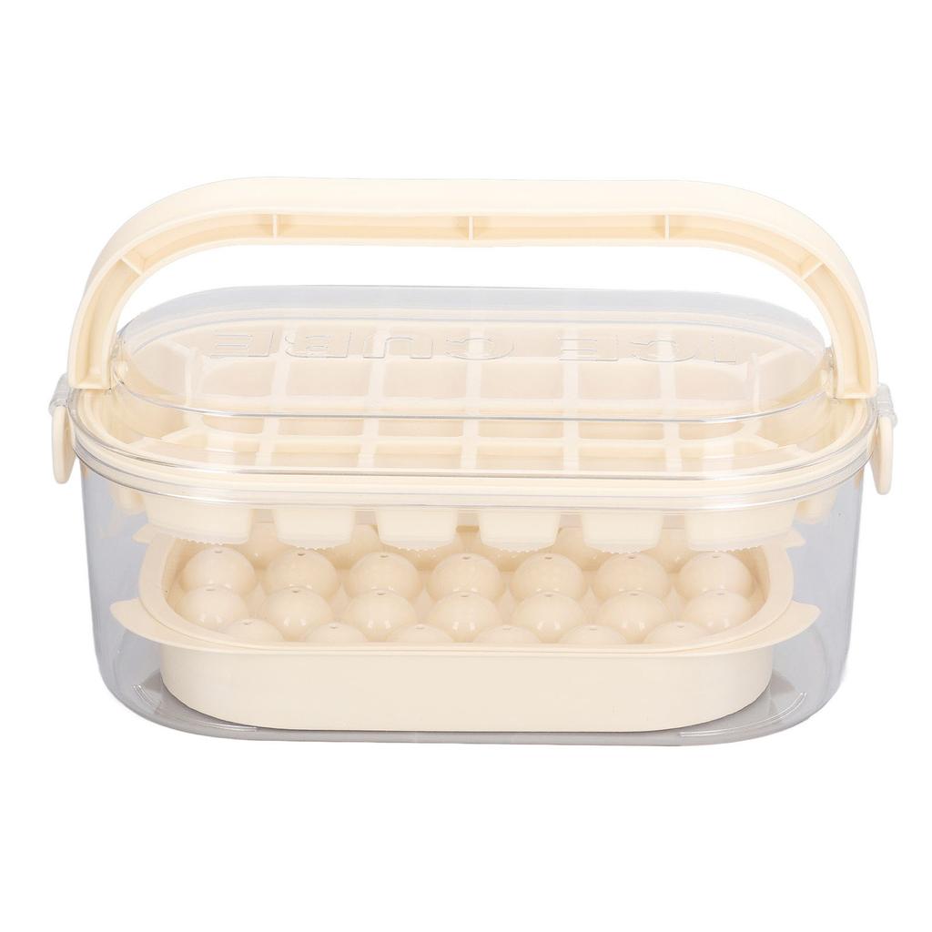 2 Trays Round Square Ice Cube Trays with Lid and Bin for Freezer Ice Cube Molds with Shovel Making 54 Ice Cubes [soft