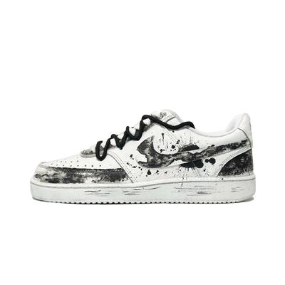 Court Vision 1 Slip Resistant Cushioning Slip Resistant Cushioning Low Top Skateboard Shoes Unisex Black White CD5463-101(Team61-)