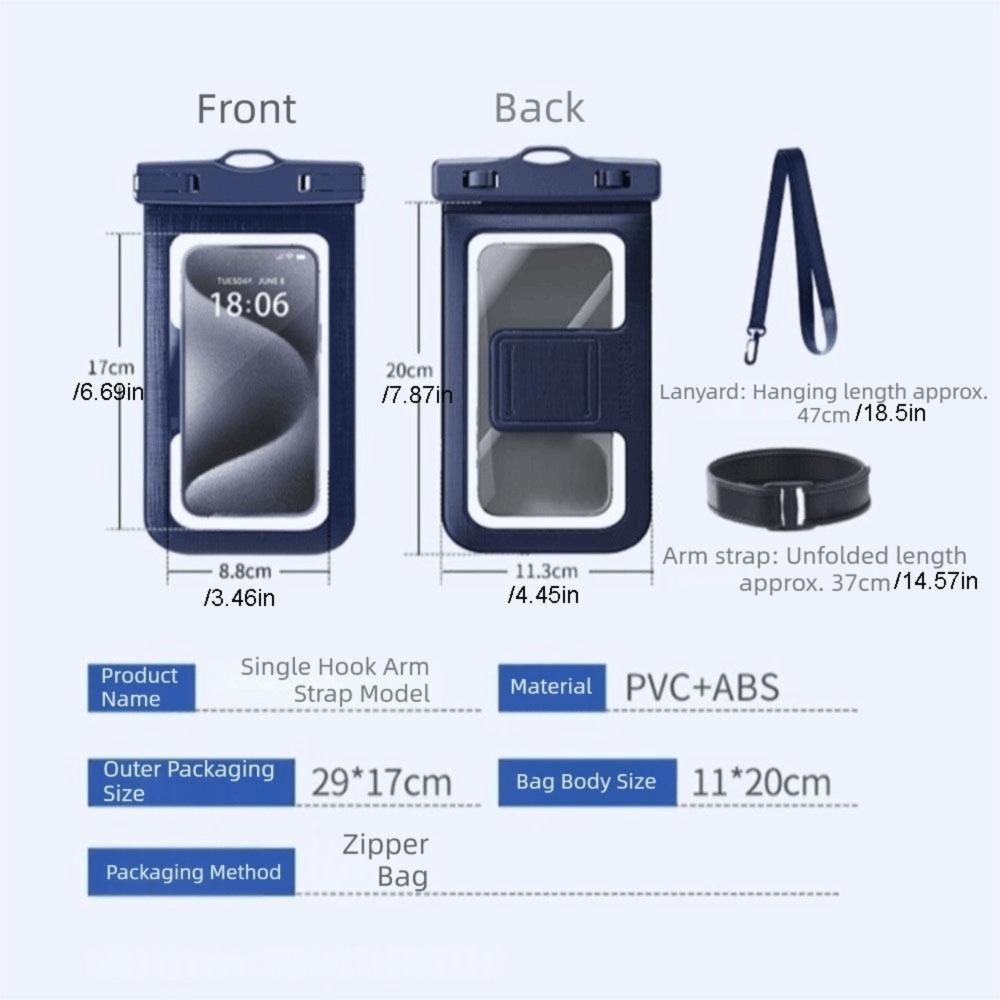 Fashion Adjustable Strap Waterproof Phone Pouch Armband Lightweight Transparent Hanging Neck Bag PVC Touch Screen Dry Bag Pool