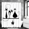 Black Cartoon Cat Shower Curtain, Bathroom Decorative Shower Curtain, Waterproof Shower Curtain with Hooks