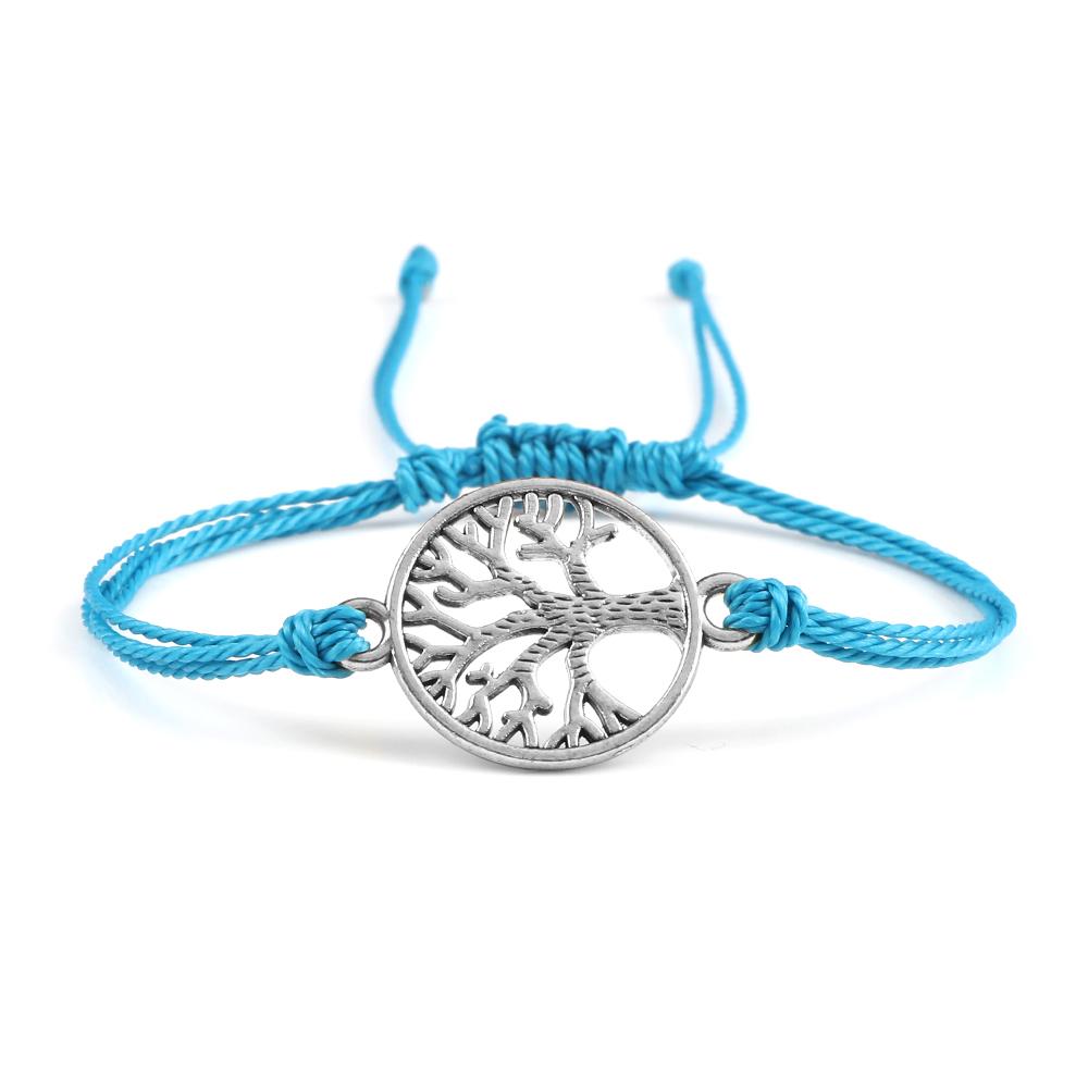 26Colors Wax Thread Braided Bracelets Charm Silver- Tree of Life String Bracelet Adjustable Bangles Friendship Gift Jewelry