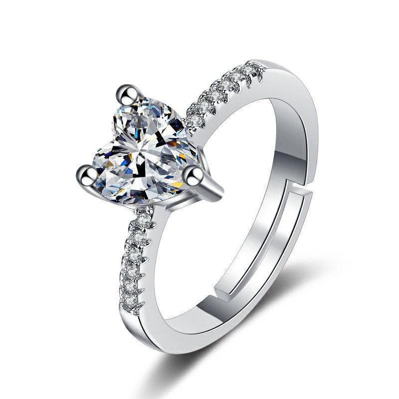White Gold Plated Diamond Women s Wedding Ring - Hot Selling Style for Live Broadcasts Adjustable