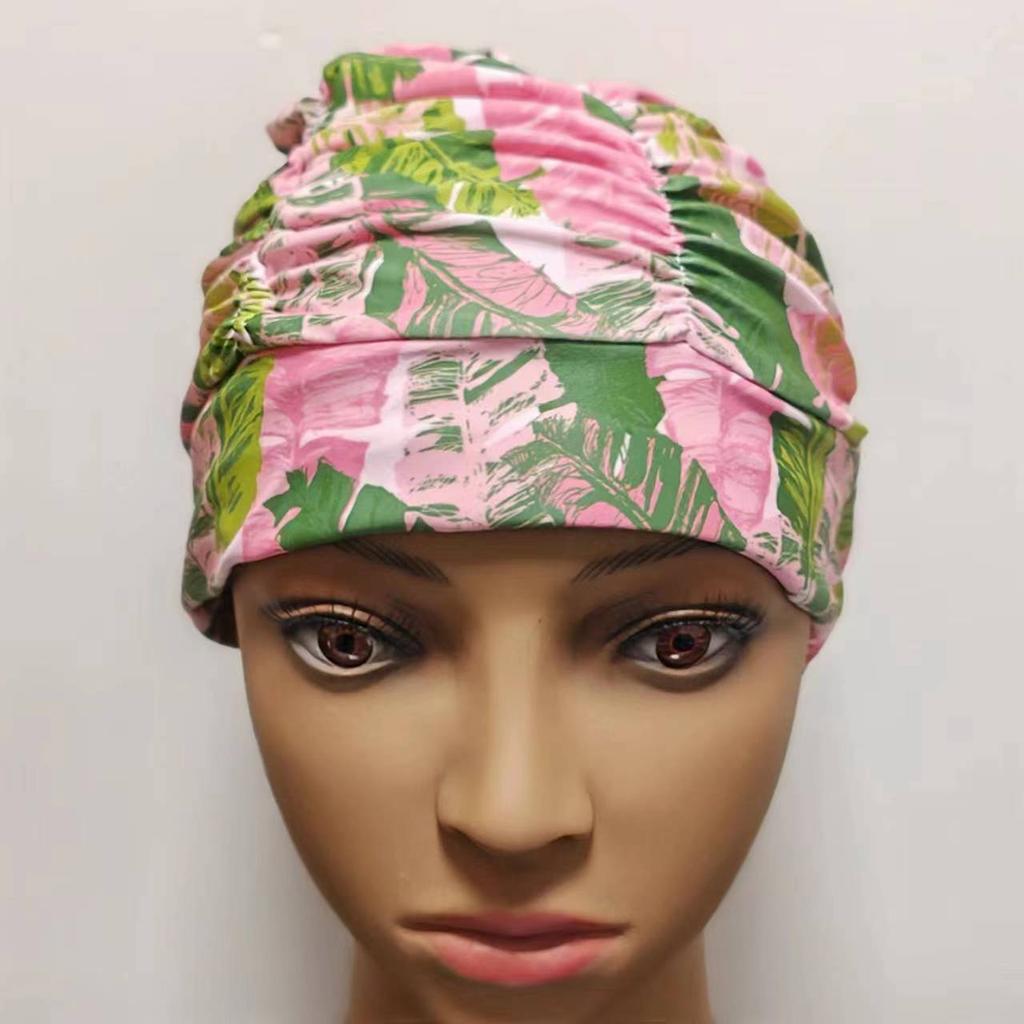 Damen Bunte Bedruckte Bandana Schwimmkappe Wasserdichtes Elastisches Material Langhaarfreundlich Schwimmen am Meer Strandzubehör