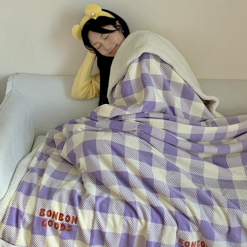 Thickened Lamb & Coral Fleece Cartoon Animation Winter Blanket for Office Nap Air Conditioning Sofa Cover & Kindergarten Use